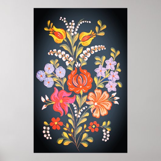Hongaarse bloemen in levendige kleuren, poster (Voorkant)
