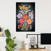 Hongaarse bloemen in levendige kleuren, poster (Thuiskantoor)