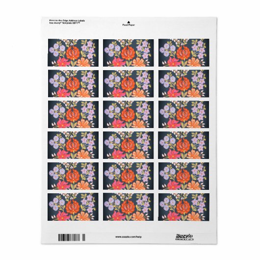 hongaarse bloemen - levendige kleuren etiket (Full Sheet)