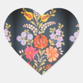 Hongaarse bloemen -levendige kleuren hart sticker (Voorkant)