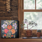 Hongaarse bloemen -levendige kleuren tegeltje