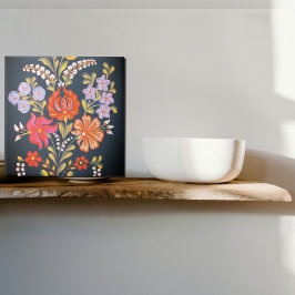 Hongaarse bloemen -levendige kleuren tegeltje