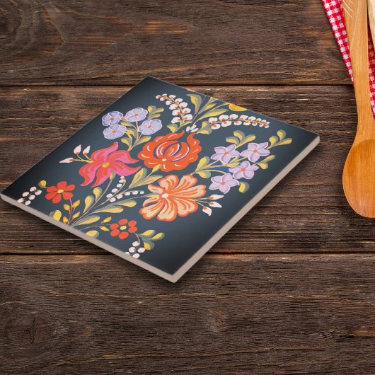 hongaarse bloemen - levendige kleuren tegeltje