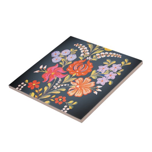 hongaarse bloemen - levendige kleuren tegeltje (Zijkant)