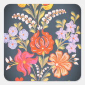 hongaarse bloemen - levendige kleuren vierkante sticker (Voorkant)