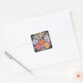 hongaarse bloemen - levendige kleuren vierkante sticker (Envelop)