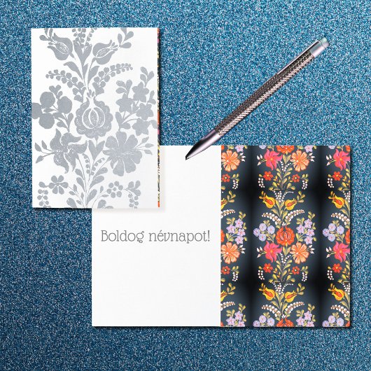 Hongaarse bloemen - luxe zilver folie kaarten