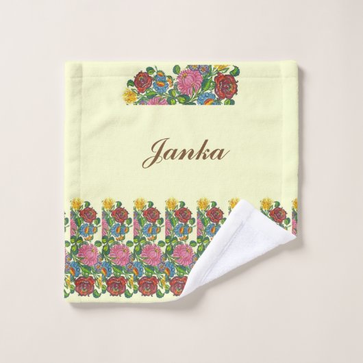 Hongaarse bloemen - naam toevoegen bad handdoek (Wasdoekje)