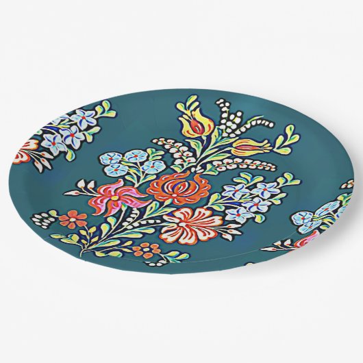 Hongaarse bloemen papieren bordje (Gekanteld)