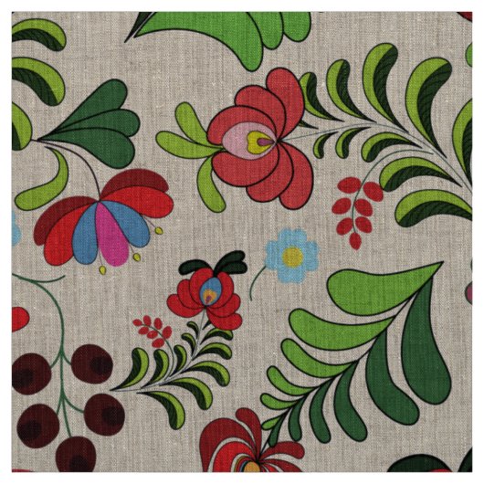 Hongaarse Boho Folk Bloem - Matyo Tulp Patroon Stof (Swatch)