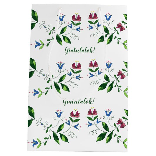 Hongaarse bruiloft paar gefeliciteerd! medium cadeauzakje (Achterkant)