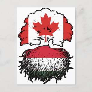 Hongaarse Canadese vlag over bomen in Canada Briefkaart