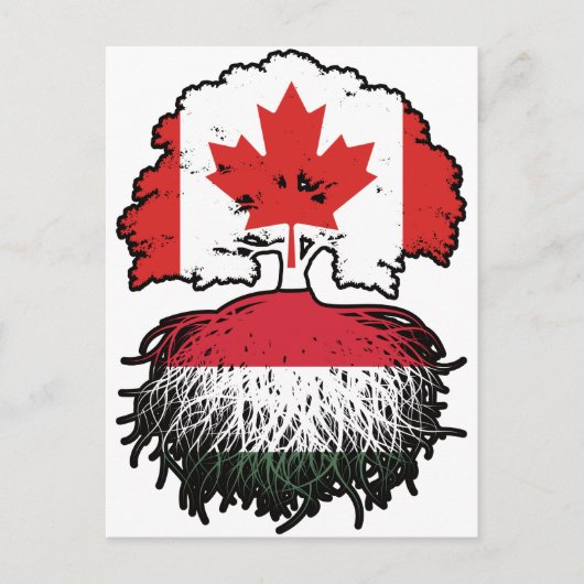 Hongaarse Canadese vlag over bomen in Canada Briefkaart (Voorkant)