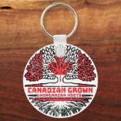 Hongaarse Canadese vlag over bomen in Canada Sleutelhanger (Voorkant)