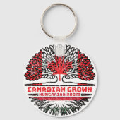 Hongaarse Canadese vlag over bomen in Canada Sleutelhanger (Achterkant)