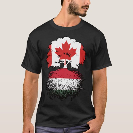 Hongaarse Canadese vlag over bomen in Canada T-shirt (Voorkant)