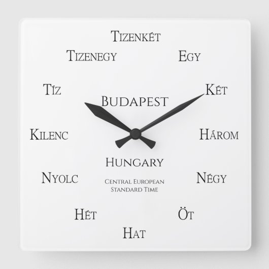Hongaarse cijfers Aangepaste tijdzone van het Land Vierkante Klok (Voorkant)