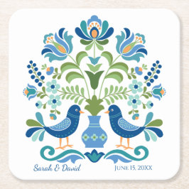 Hongaarse Design Blauwe Vogels Onderzetter