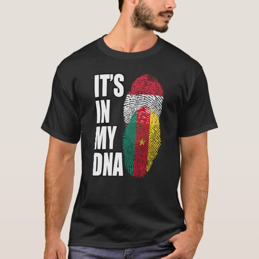 Hongaarse en Kameroenische Mix DNA-vlag erfgoed T-shirt (Voorkant)