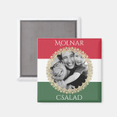 Hongaarse familie met foto en naam magneet (Voorkant / Achterkant)