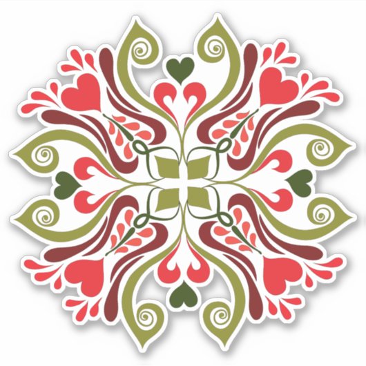 Hongaarse Floral Folk Pattern Sticker (Voorkant)