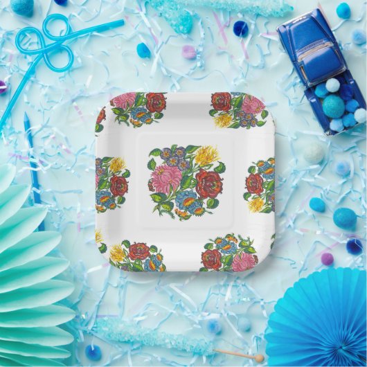 Hongaarse Floral - kalocsai motieven Papieren Bord (Feest)