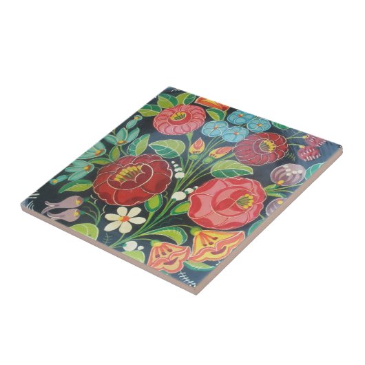 Hongaarse Floral Tegeltje (Zijkant)