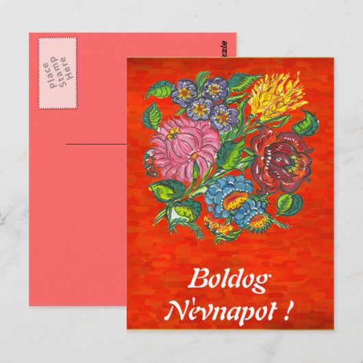 Hongaarse florale in zonsondergang briefkaart (Voorkant / Achterkant)