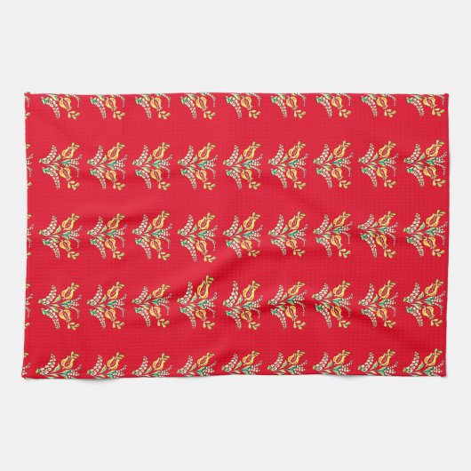 Hongaarse florale patroon in levendige kleuren theedoek (Horizontaal)