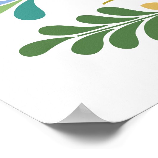 Hongaarse Folk Art Birds in Blue and Gold Poster (Hoek)