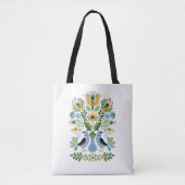 Hongaarse Folk Art Birds in Blue and Gold Tote Bag (Voorkant)