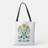 Hongaarse Folk Art Birds in Blue and Gold Tote Bag (Achterkant)