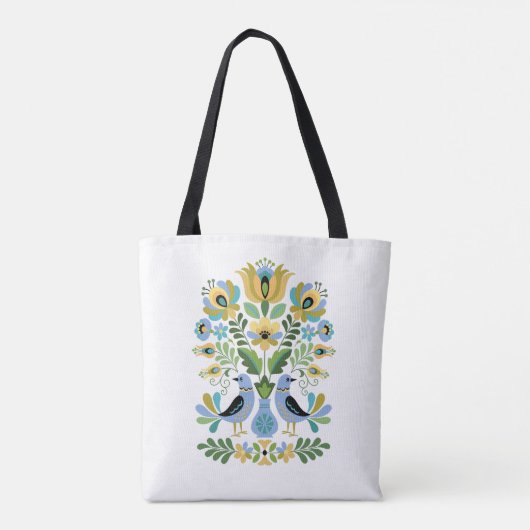 Hongaarse Folk Art Birds in Blue and Gold Tote Bag (Achterkant)