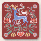 Hongaarse Folk Art Deer Beverage Coaster Bier Onderzetter (Voorkant)