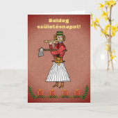 Hongaarse Folk Art Woodsman Gelukkige Verjaardag Kaart (Gele Bloem)