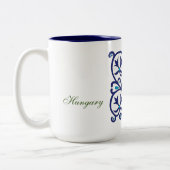 Hongaarse Folk Blue Embroidery Tweekleurige Koffiemok (Links)