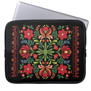 Hongaarse Folk Design Red en roze Laptop Sleeve