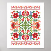 Hongaarse Folk Design Red en roze Poster (Voorkant)