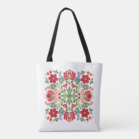 Hongaarse Folk Design Red en roze Tote Bag (Achterkant)