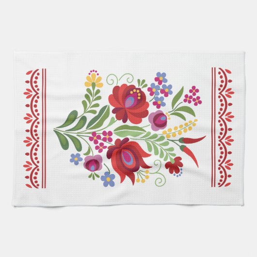 Hongaarse Folk Design Red Peppers Theedoek (Horizontaal)