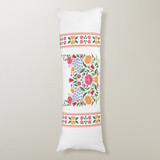 Hongaarse folkpatroon - Kalocsa borduurbloem Lichaamskussen (Voorkant Verticaal)