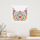 Hongaarse folkpatroon - Kalocsa borduurbloem Poster (Keuken)