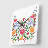 Hongaarse folkpatroon - Kalocsa borduurbloem Vierkante Klok (Hoek)