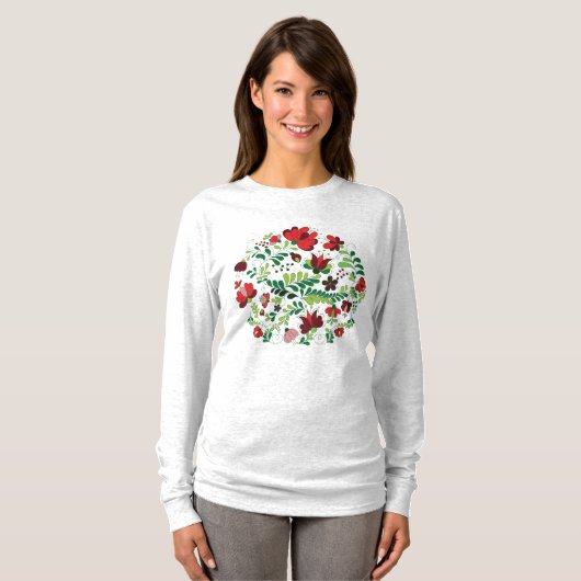 Hongaarse Freehand Matyo Floral Folk T-shirt (Voorkant volledig)
