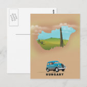 Hongaarse geïllustreerde kaartreisposter briefkaart (Voorkant / Achterkant)