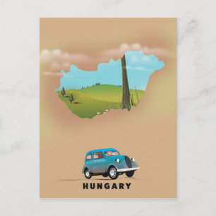 Hongaarse geïllustreerde kaartreisposter briefkaart
