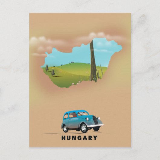 Hongaarse geïllustreerde kaartreisposter briefkaart (Voorkant)