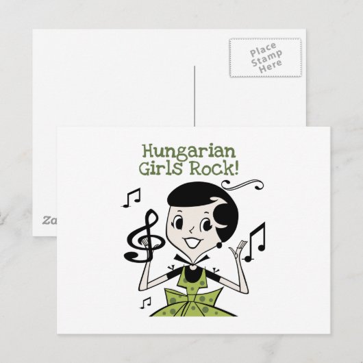 Hongaarse Girls Rock Briefkaart (Voorkant / Achterkant)
