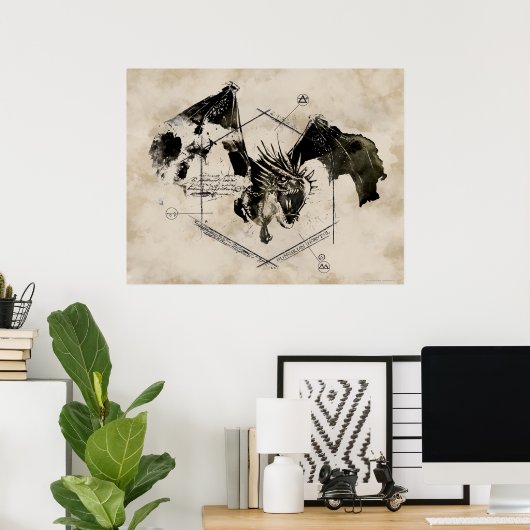 Hongaarse Horntail Dragon Poster (Thuiskantoor)