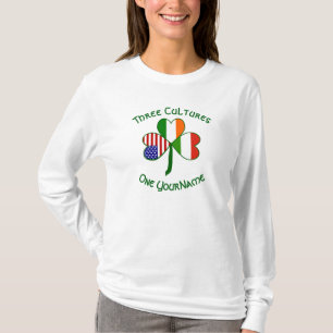 Hongaarse Ierse Amerikaanse Vlag Klaverblad Person T-shirt